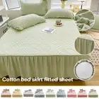 Quilted Bed Skirt Fitted Sheet Cotton Full Fitted Single Double King Pillowcase