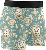 [FRODOTGV] Art Panda Face Flowers Men's Boxer Briefs Shorts Running Underwear for Men Compression Interiores Para Hombres