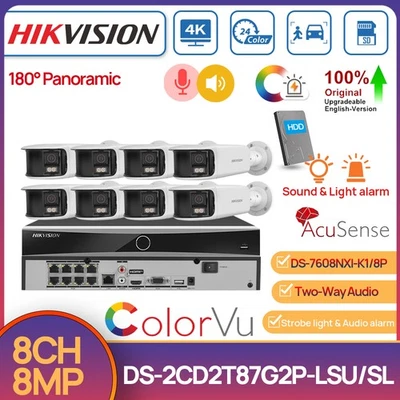 Hikvision 8Channel NVR 4K 8MP Panoramic ColorVu Camera System Outdoor 2-Way Talk