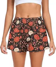 [FRODOTGV] White Red Carnations Athletic Shorts for Women Ouick Dry Swim Shorts for Soccer Teenis Exercise Indoor S