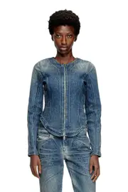 [Diesel] Diesel - Jacket in Ghost Embossed denim - Denim Jackets - Woman - Blue XS Blue
