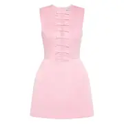 [Rebecca Vallance] Rebecca Vallance Aymee Bow-detail Mini Dress 8 UK PINK