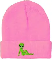 [Speedy Pros] Beanies for Men Sexy Alien Embroidery Winter Hats Women Acrylic Skull Cap 1 Size