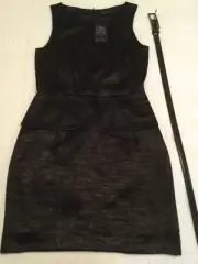 Ladies CUE IN THE CITY Luxury Fabric Fully Lined Dress & Belt - Size 12 - NEW