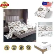 Charming Animal Print Twin Sheet Set - Breathable Microfiber Hedgehog Design