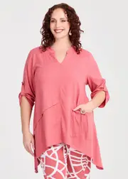 [TS] Taking Shape Asymmetric Natural Tunic Size 30 in Desert Rose, Viscose - Plus Size Women's Tops & T Shirts Desert Rose
