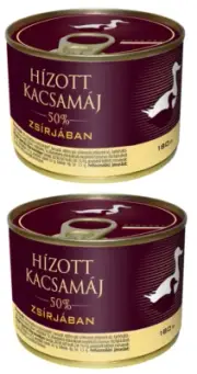 2x180g Hungarian Foie Gras, Duck Liver in Fat, Made from 50% Fattened Duck Liver