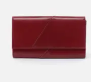 hobo NWT charter Cardinal Red leather wallet W/ exterior slip pocket out