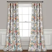 [Lush Decor] Sydney Light Filtering Window Curtain Panels, Pair, 52" W x 84" L, Blue & Yellow - Botanical Garden - Country Cottage Home Decor - Floral Curtains for Bedroom, Living Room, & Dining Room
