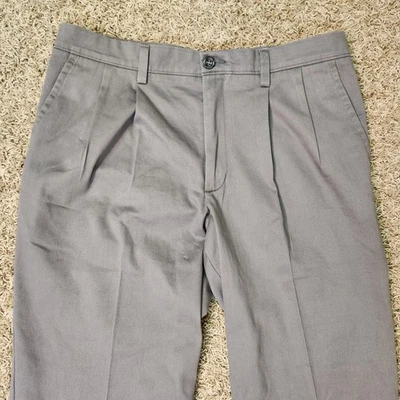 Dockers Mens Gray Pants 34X32 Pleated Performance Stretch Classic Fit NEW