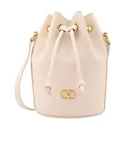 Valentino VLogo Plaque Drawstring Bucket Bag One size beige