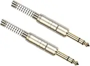 BRIGHTFUFU 2pcs Stereo Audio Plug Connector with Spring Connector High Grade Welding Head for DIY Male Stereo Jack Durable Efficient Soldering for Speakers Microphones Guitars Dj Mixers