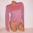 Victoria Secret PINK Crop Top XS Mauve Pink Solid Tee Long Sleeve New