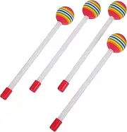 MEZOKUCEL 4Pcs Lollipop Drum Mallet Sticks, Round Rainbow Hammer Percussion Sticks Plastic Drumsticks for Kids Child Mallet,Kids Color Practice Mallet Percussion Instrument Accessories (4 Pcs)