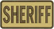 SHERIFF EMBROIDERY PATCH 4X8 HOOK ON BACK BROWN ON TAN