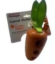NEW Petstages Dog Treat Carrot Stuffer Durable Rubber Interactive Chew Toy