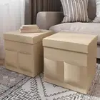 Foldable Storage Cube Ottomans with Pockets Livingroom Dorm Multipurpose