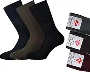 [Leedya] Sanitary Socks Man Made In Italy 100% Lisle Thread Hand Laced Half Leg Mercerised Cotton Pack of 3 or 6 Socks without Elastic Band for Diabetics