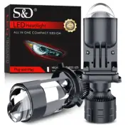 2X Mini Laser H4 Bi-LED Projector Hyperboloid Lens Motorcycle Headlight Retrofit