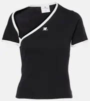 [Courreges] Courrèges Asymmetric cotton T-shirt AU 14 black