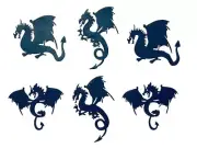 6 UNIQUE DRAGON/ DRAGONS,FIRE-BREATHING BEASTS SILHOUETTE DIE CUT/ CUTS, CLIPART