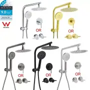 KYLINS Gold / Black / Chrome Dual Shower 8'' Head 3-Mode HandHeld Wall Arm Set