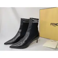 在飛比找蝦皮購物優惠-FENDI 全新LOGO襪靴中筒低跟靴