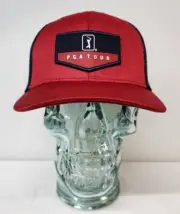 PGA Tour Mens Adjustable Golf Snapback Hat Moisture Wicking Sweatband Red Blue