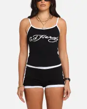 [ED HARDY] Ed Hardy Women's Logo Camo Singlet Black/white - Size XL XL Black/White