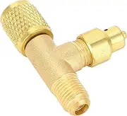 Refrigerant Charging Valve, Brass Vent Valve for R22 R12, Simple Installation, Suitable for 1/4 SAE, Brass Adapter, Exquisite Workmanship with Dual Size SAE 1/4 & 5/16 Port