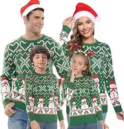 [Marvmys] Matching Family Snowman Christmas Sweater Ugly Funny Xmas Holiday Knitted Pullover Top