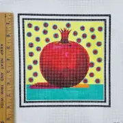 Colors of Praise hand painted needlepoint canvas Pomegranate 8" x 8" 13 count