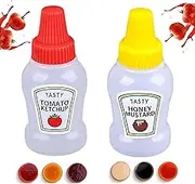 Mini Ketchup Bottle 2PCS Upgraded -Ketchup/Sauce/Salad/Honey Condiment Squeeze Bottle, Reusable Mini Sauce Bottle/Portable Ketchup Squeeze Bottles, Plastic Sauce Container/Kids Bento Box Accessories