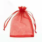 Red Colour Organza Bags 4pcs Pack 13x18cm for Gift Jewellery Candy bag Drawstring Ribbon