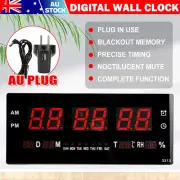 LED Digital Wall Clock Display Date Calendar Temperature with Large Clear Numer