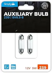 Simply S239BL C5W Auxiliary Bulb Blister, 12V 4W, Base BA9S, High Performance and Maximum Visility, Provide Drivers with more time to React to Changes in Traffic Situations