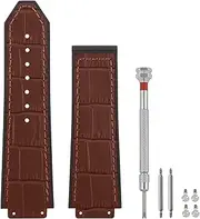 [SANDEIN] 25mm Leather Watch Bands Compatible with Hublot Big Bang, Soft Silicone Rubber Lined Replacement Wrist Strap for Hublot Big Bang Watch Straps