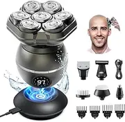 Head Shavers for Bald Men, 7D Magnetic Bald Head shavers Waterproof Mens Head Shaver for Wet/Dry Use, LED Display Electric Razor Type-C Wireless Charging, 360°Close Shave for Men