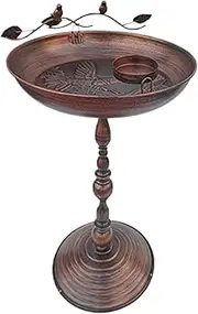 Standing Garden Bird Bath- 73x33cm Freestanding Birdbaths Bowl Outdoor | Garden Standing Bird Bath Waterer | Courtyard Iron Art, Antiqued Animals Water Bowl Statue for Hummingbird Parrot Parakeet