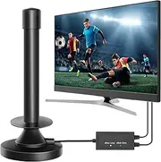 Vtizikl TV Aerial - Indoor TV Aerials with Signal Booster, Freeview Indoor TV Aerial 360 degree Range Reception, Aerial for Smart TV for 4K/1080P, Strong Magnetic Base, Compatible with All TVs