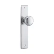 Iver Cambridge Door Knob on Chamfered Backplate Brushed Chrome