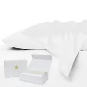 Set of 2 Luxor Crown Mulberry Silk Pillowcases-White