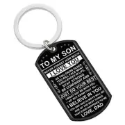 Inspirational Gifts To Son Graduation gifts Keychain for To My Son Dad Black234