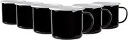 Argon Tableware Coloured Mugs - 375ml - Pack of 6 - Black Metal Insulated Coffee Mugs Lightweight Camping Cups for Drinking Tea, Hot Chocolate, Coffee