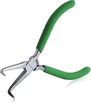 SPEEDWOX Mini Nose Pliers Folded with Teeth 5 Inch 45 Degree Folded Long Nose Serrated Jaw Pliers Needle Remover Fishing Tool Precision Pliers for Making