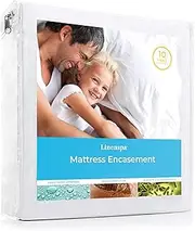 Linenspa Zippered Mattress Encasement - Waterproof & Bed Bug Proof - Premium Noiseless & Absorbent Cover – Queen, White