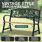 Outdoor Decor Garden Patio Deck Patterned Steel Wooden Park Bench Chair Seat