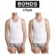Mens Bonds Chesty Singlets 2 PACK Muscle Tank Top White Work Tough Shirt M7WL