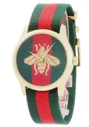 Gucci G-Timeless Unisex 38mm Green & Red Gold Bee Watch YA126487B New W/ Box