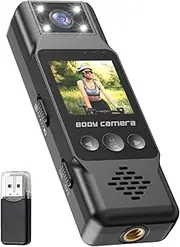 4K Body Camera with o and Video Recording able Body Cam Video Camera Camcorder with Magnetic Back Clip 180° Rotatable Lens Motion Detection for Law Enforcement Very Personal Traveling Recording